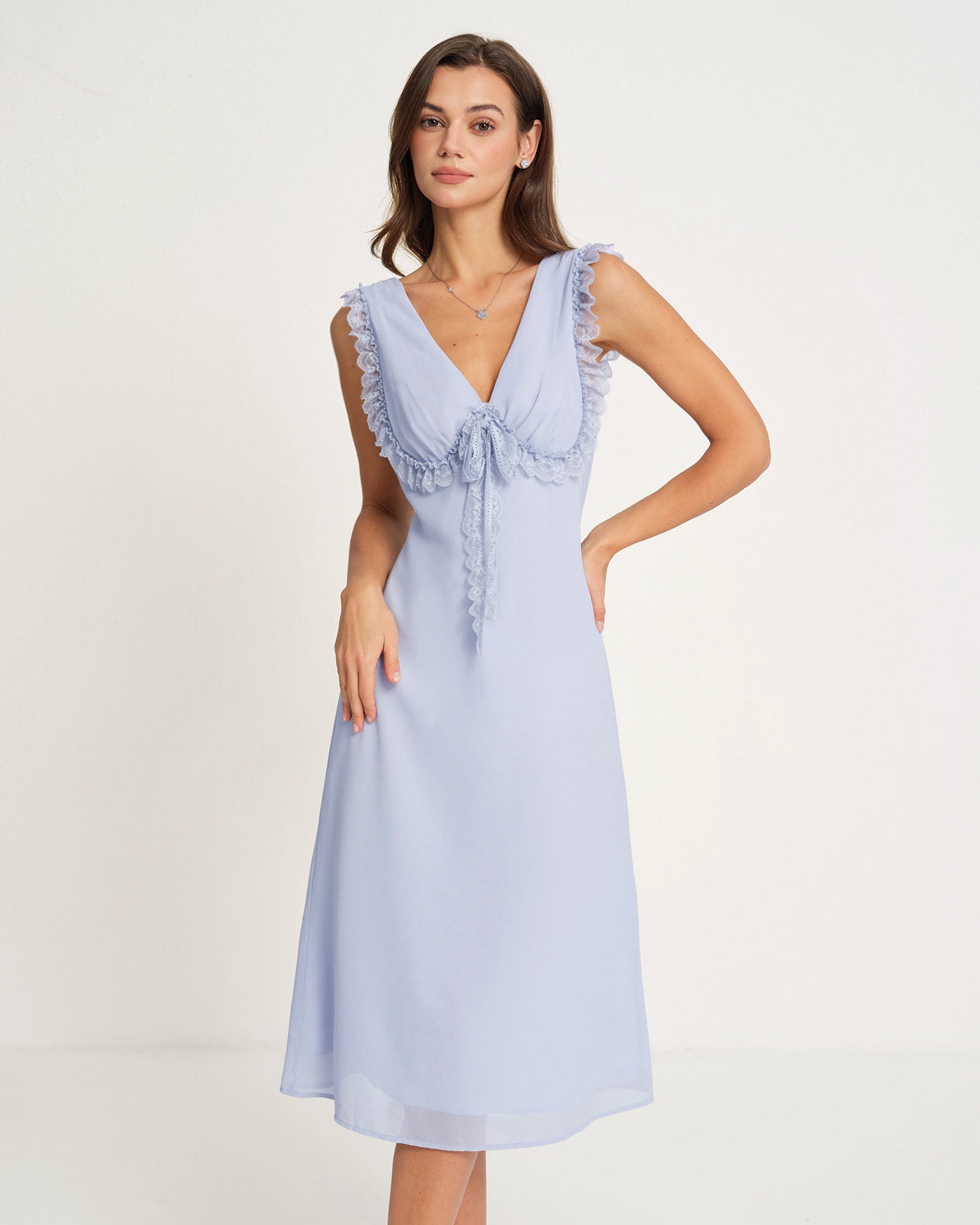 Women's Woven Polyester Midi Dress Dresses - RIHOAS