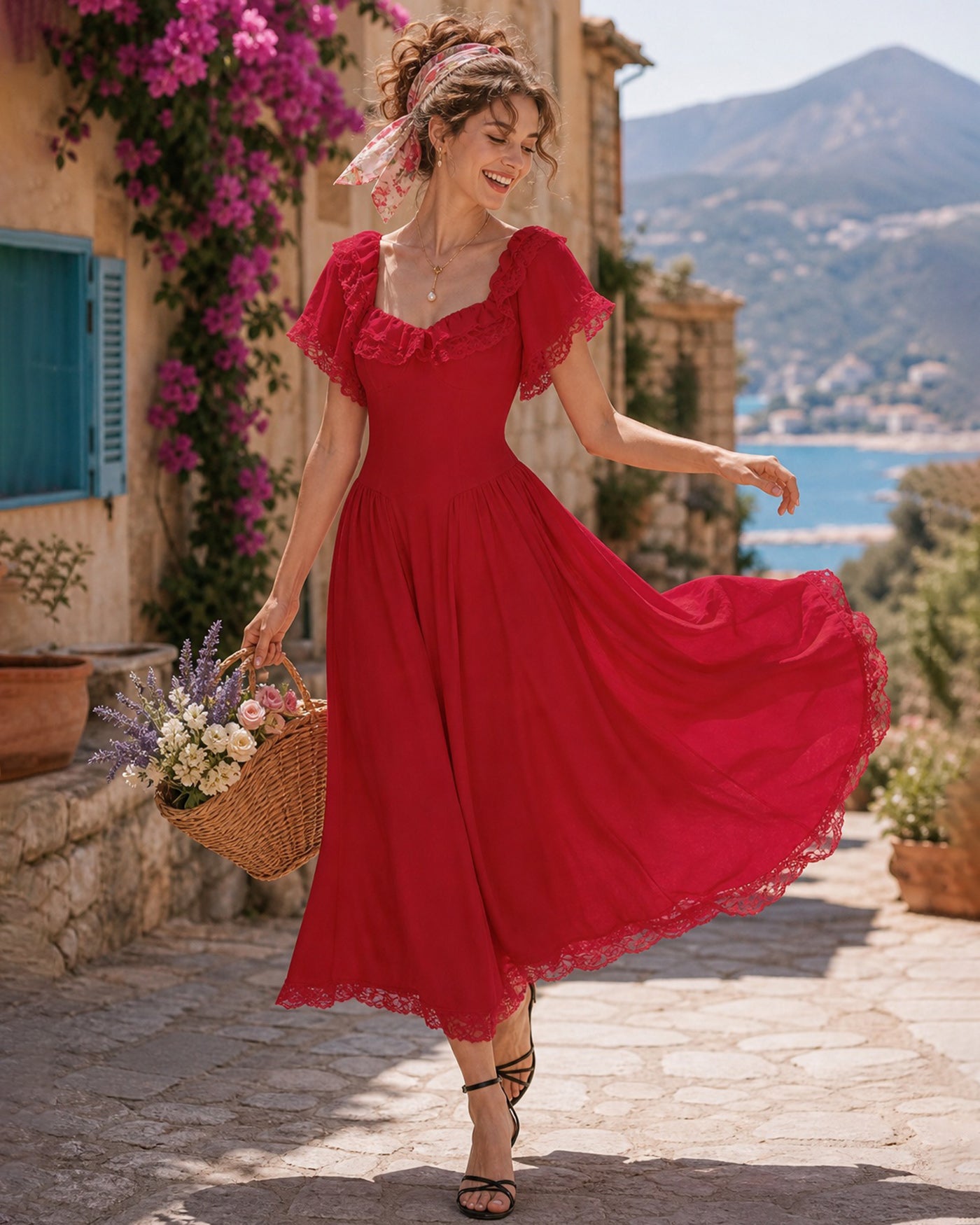 Women's Woven Polyester Midi Dress Dresses - RIHOAS