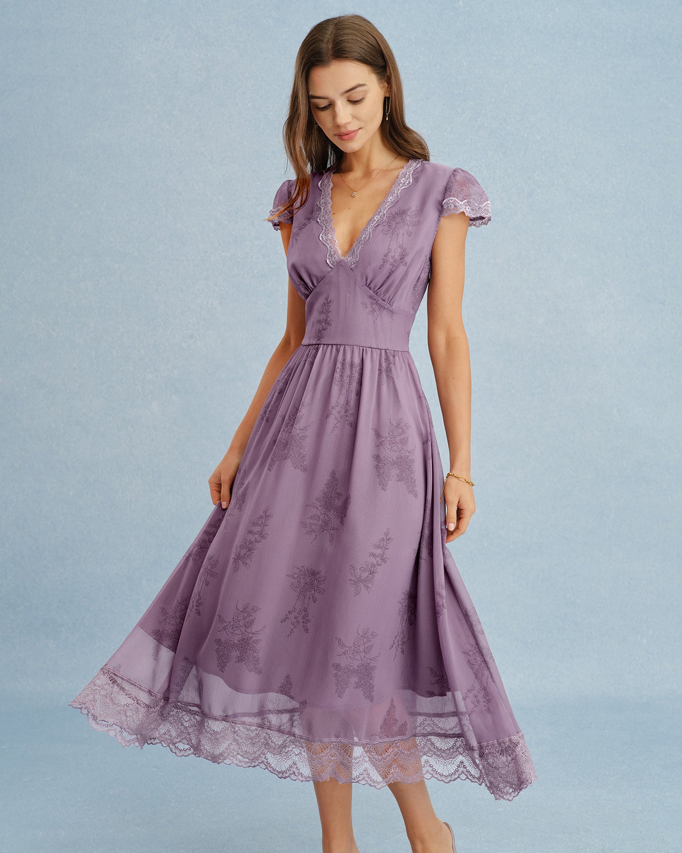 Women's Woven Polyester Midi Dress Dresses - RIHOAS