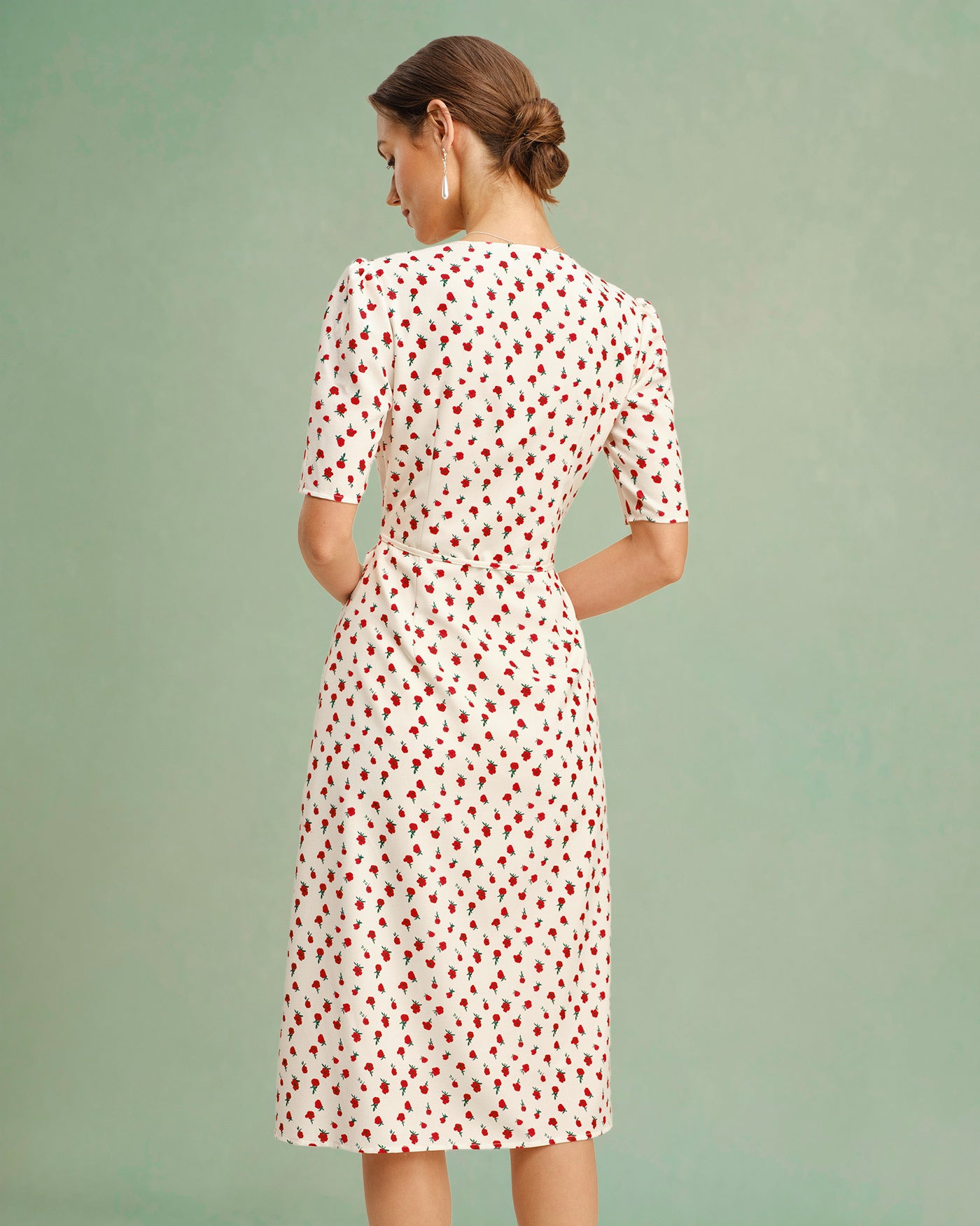 Women's Woven Polyester Midi Dress Dresses - RIHOAS
