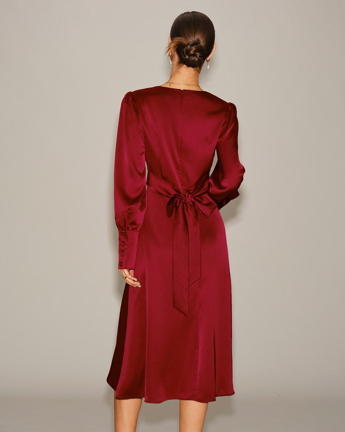 Women's Woven Polyester Midi Dress Dresses - RIHOAS