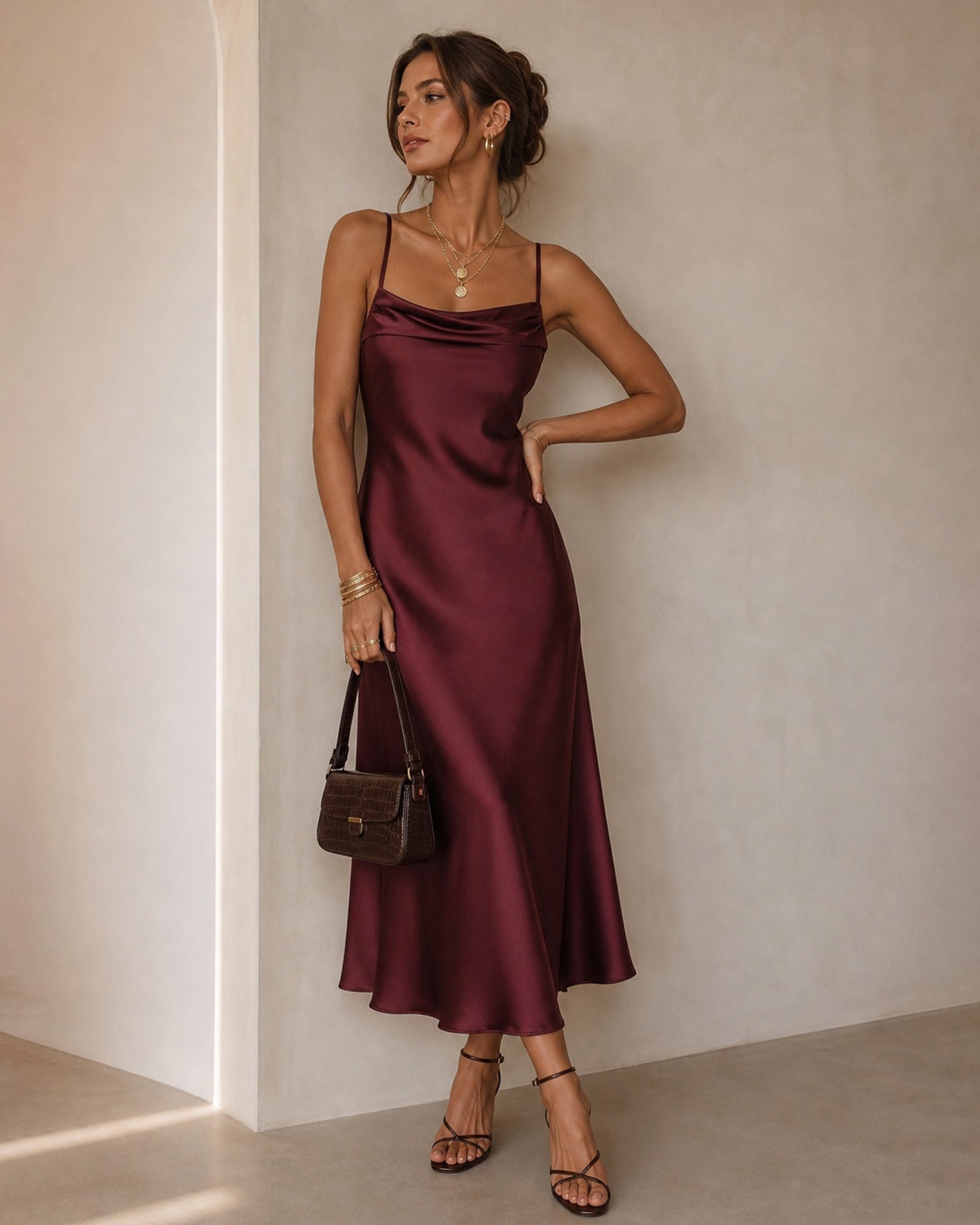 Women's Woven Polyester Midi Dresses Dresses - RIHOAS