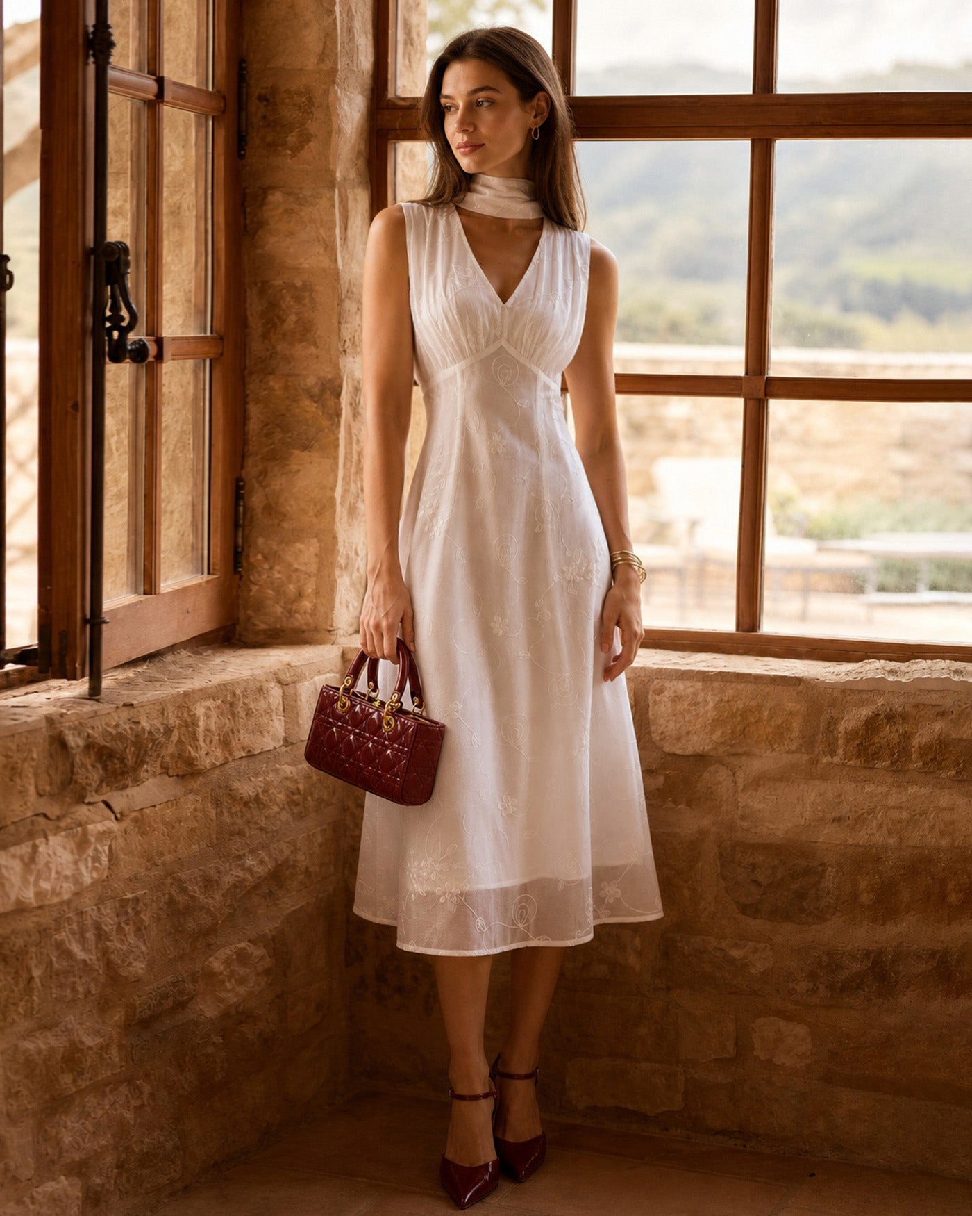Women's Woven Polyester Midi Dresses Dresses - RIHOAS