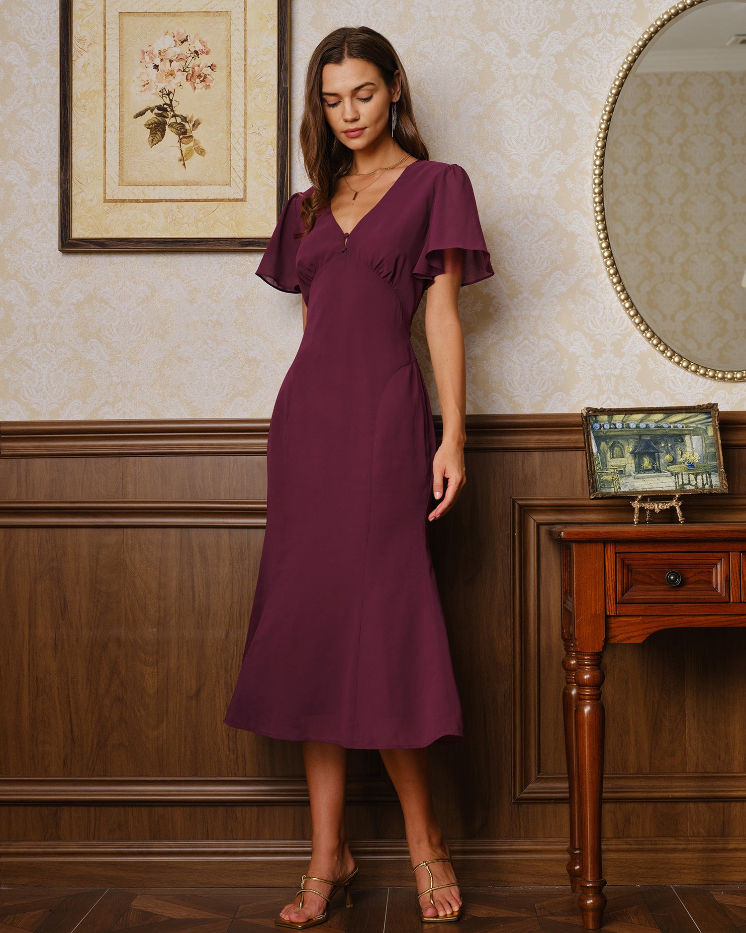 Women's Woven Polyester Midi Dresses Dresses - RIHOAS