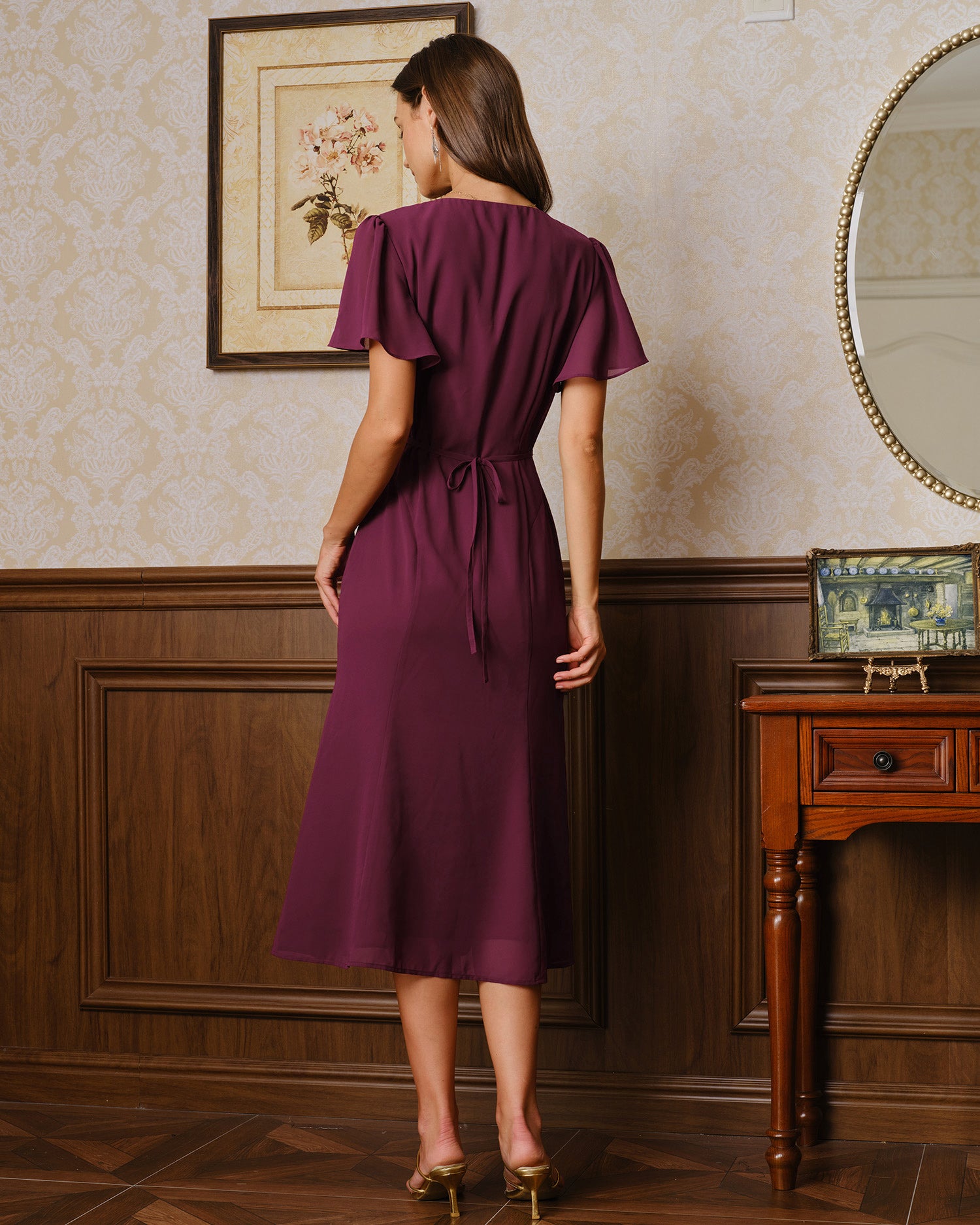 Women's Woven Polyester Midi Dresses Dresses - RIHOAS