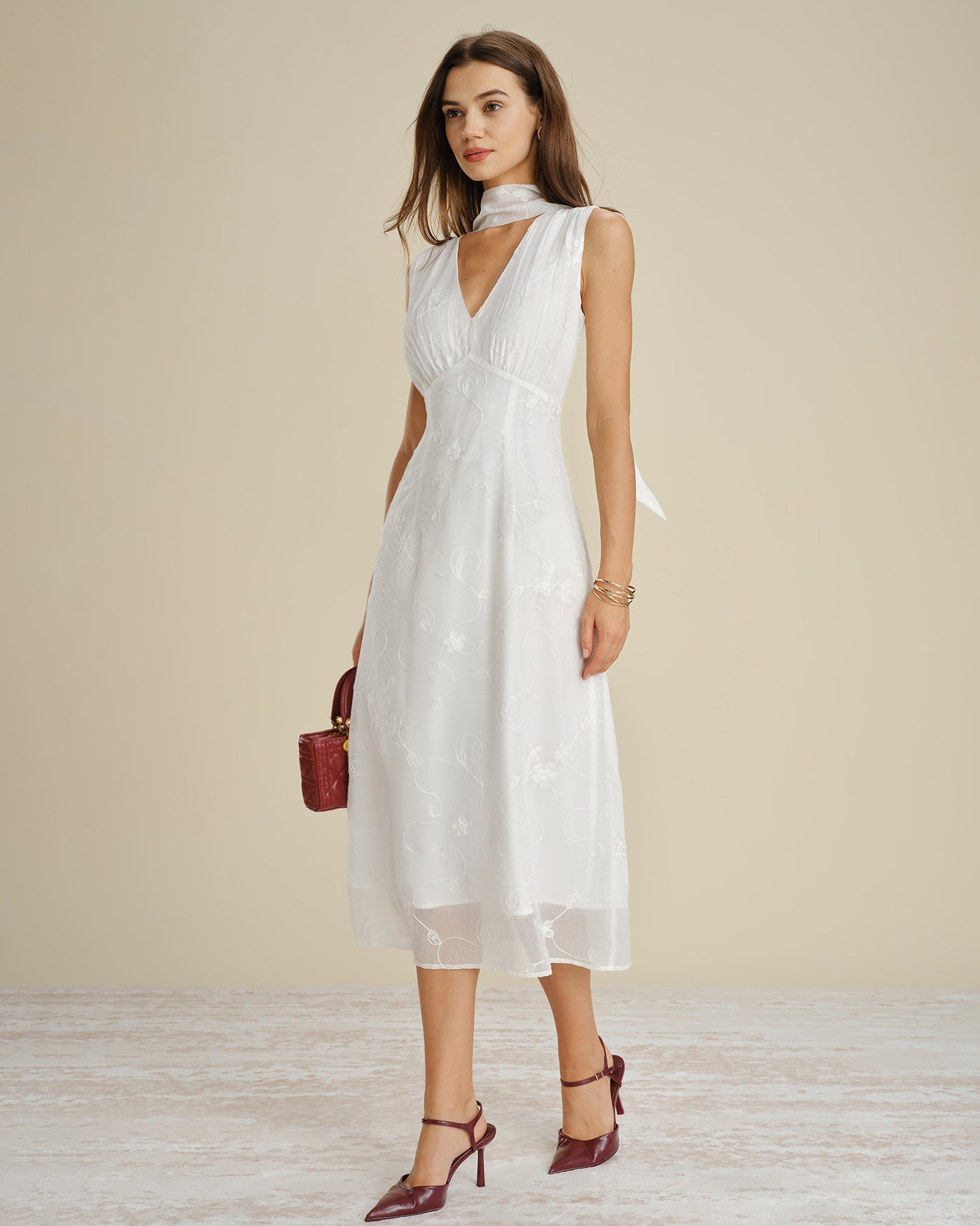 Women's Woven Polyester Midi Dresses Dresses - RIHOAS
