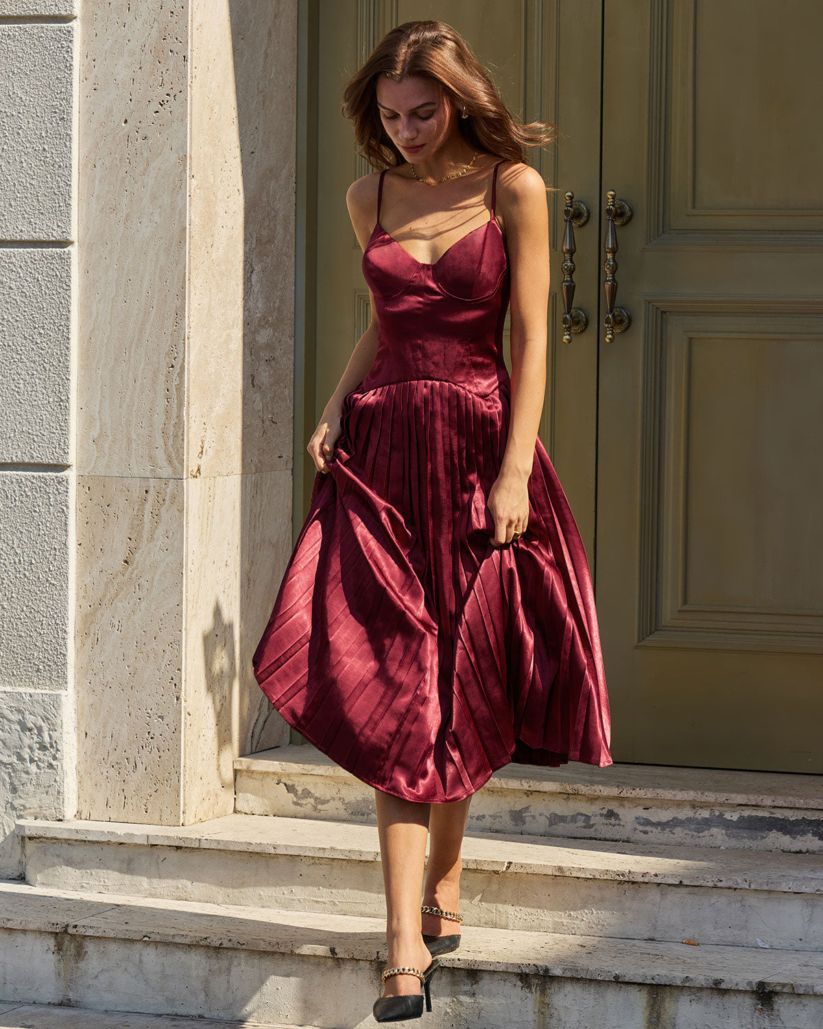 Women's Woven Polyester Midi Dresses Dresses - RIHOAS