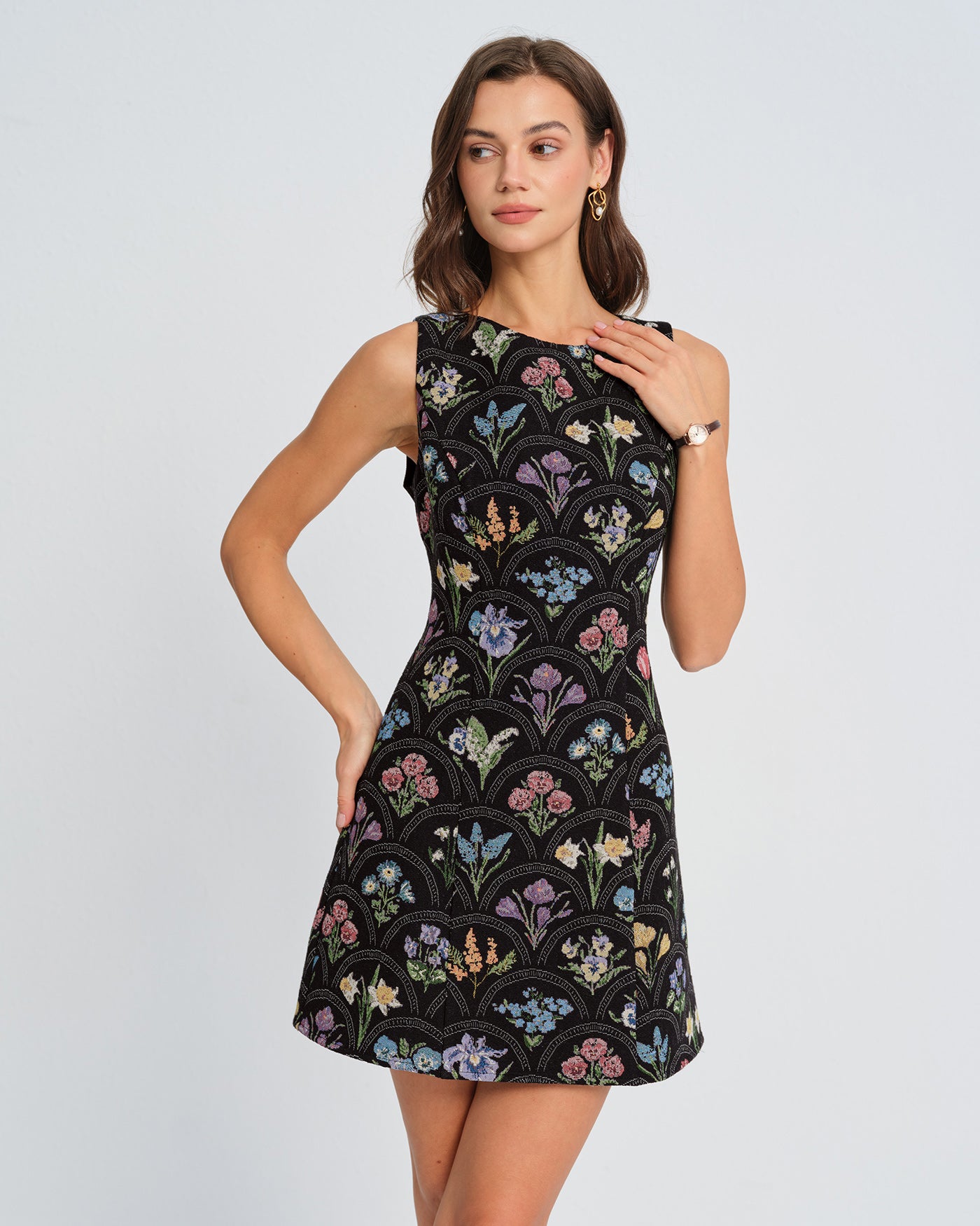 Women's Woven Polyester Mini Dress Black Dresses - RIHOAS