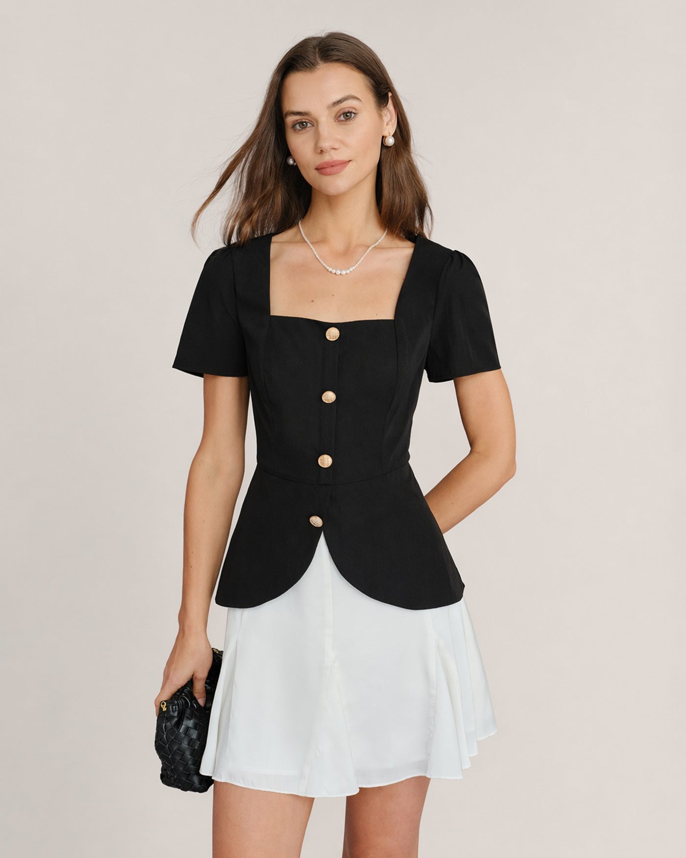 Women's Woven Polyester Mini Dress Black Dresses - RIHOAS