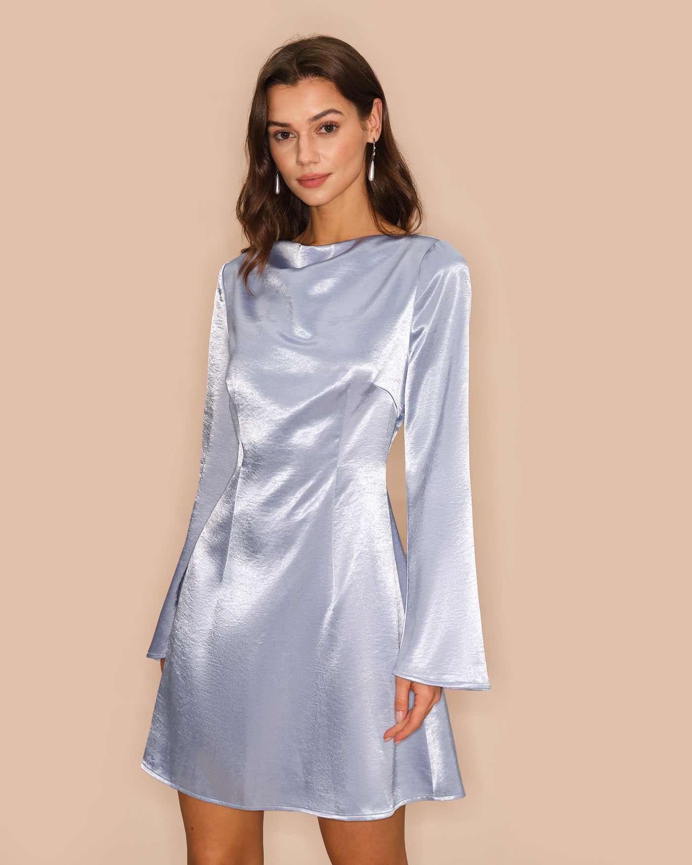 Women's Woven Polyester Mini Dress Blue Dresses - RIHOAS