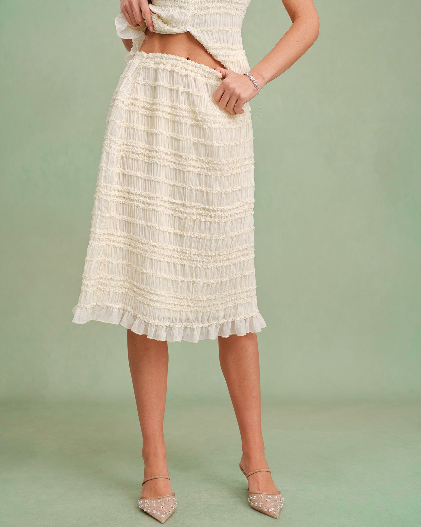 Women's Woven Polyester Skirt Apricot Bottoms - RIHOAS