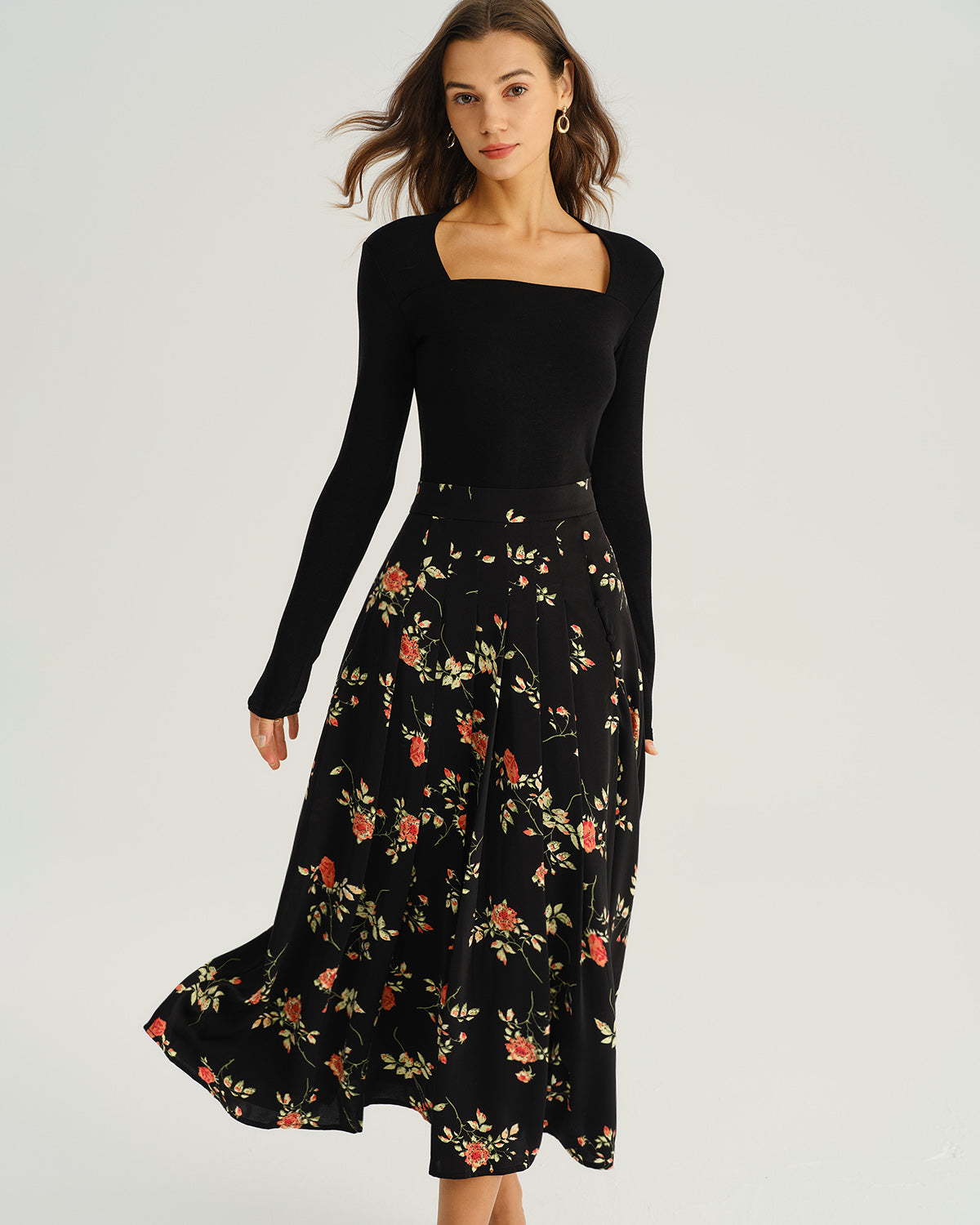 Women's Woven Polyester Skirt Bottoms - RIHOAS