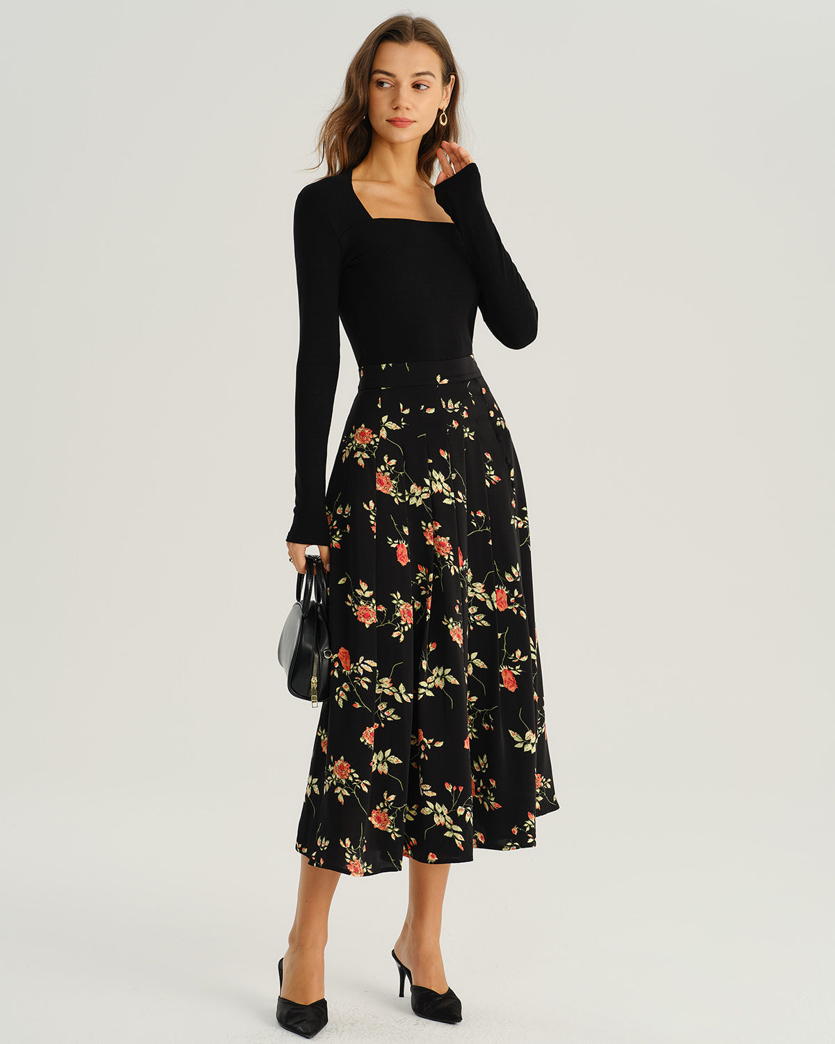 Women's Woven Polyester Skirt Bottoms - RIHOAS