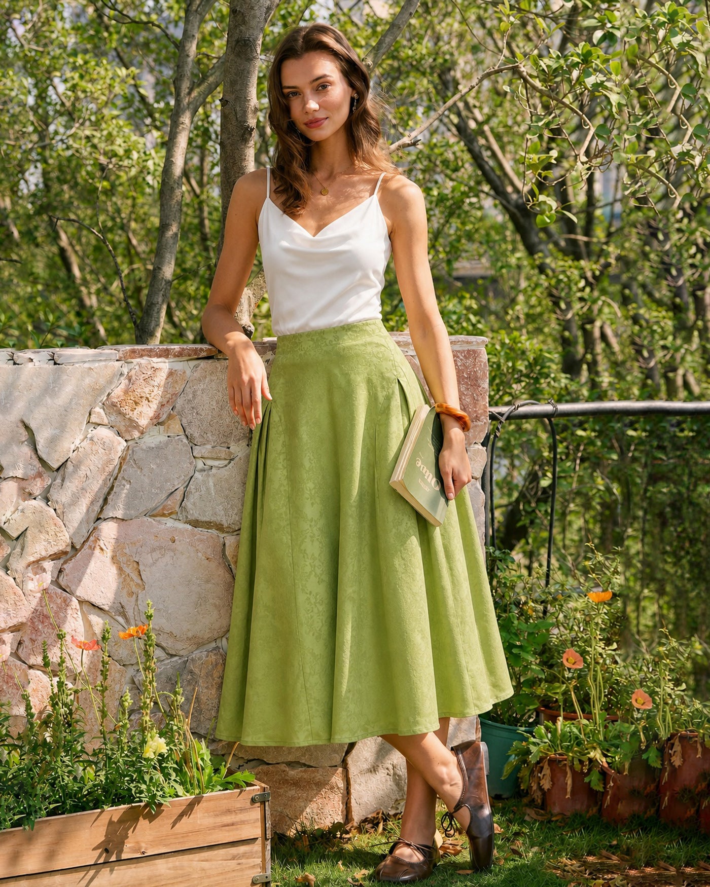 Women's Woven Polyester Skirt Bottoms - RIHOAS