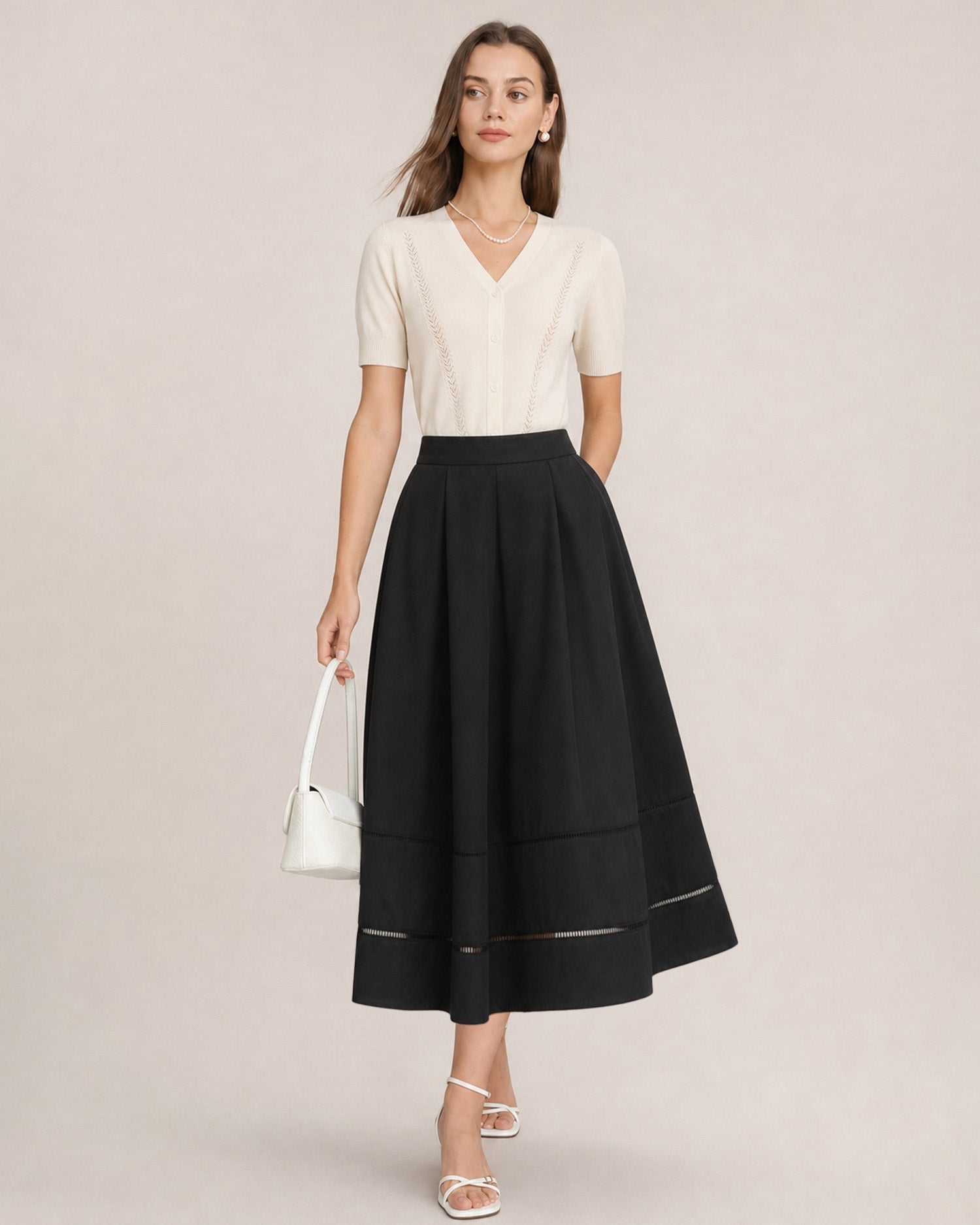 Women's Woven Polyester Skirt Bottoms - RIHOAS
