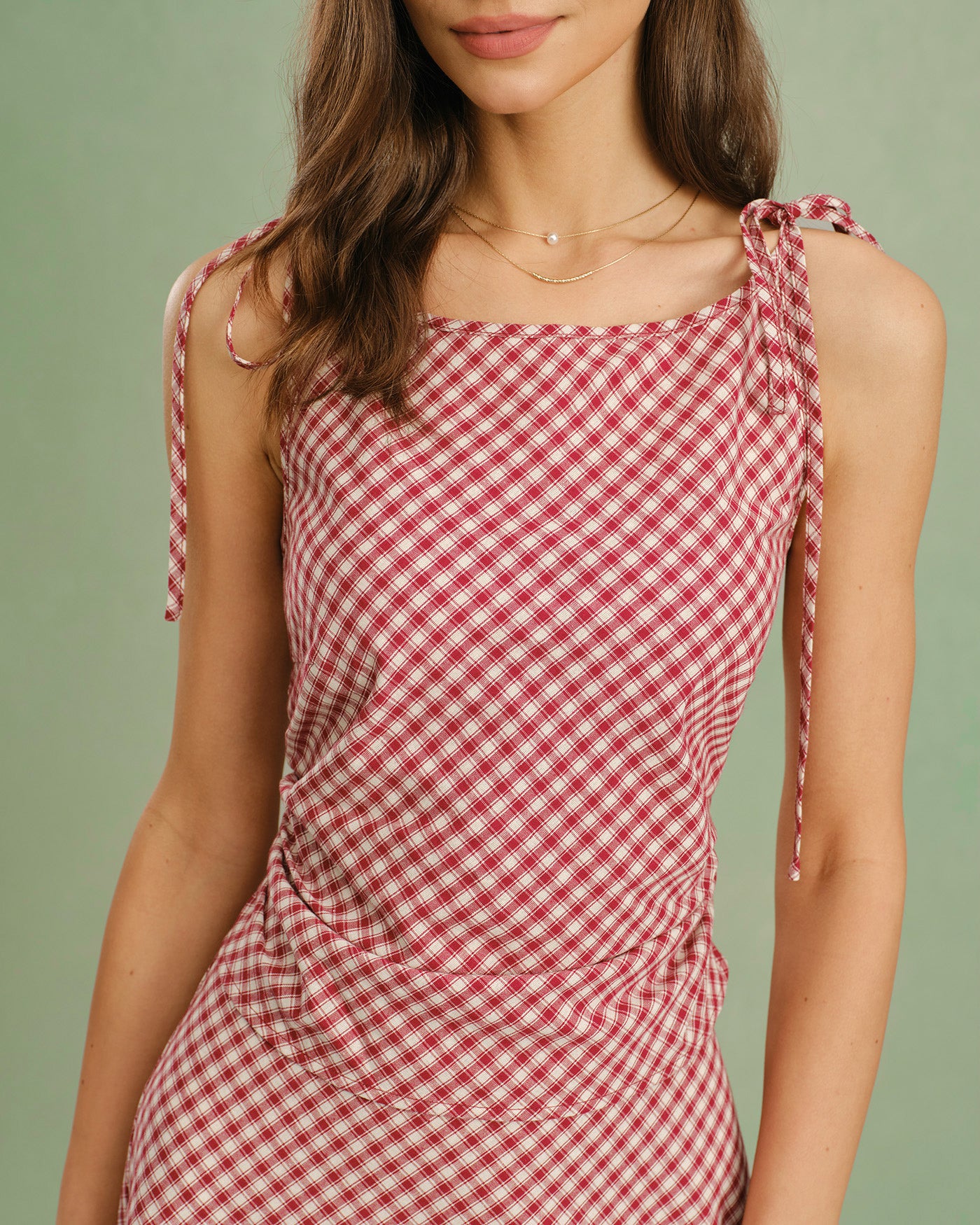 Women's Woven Polyester Tank Tops Red Tops - RIHOAS