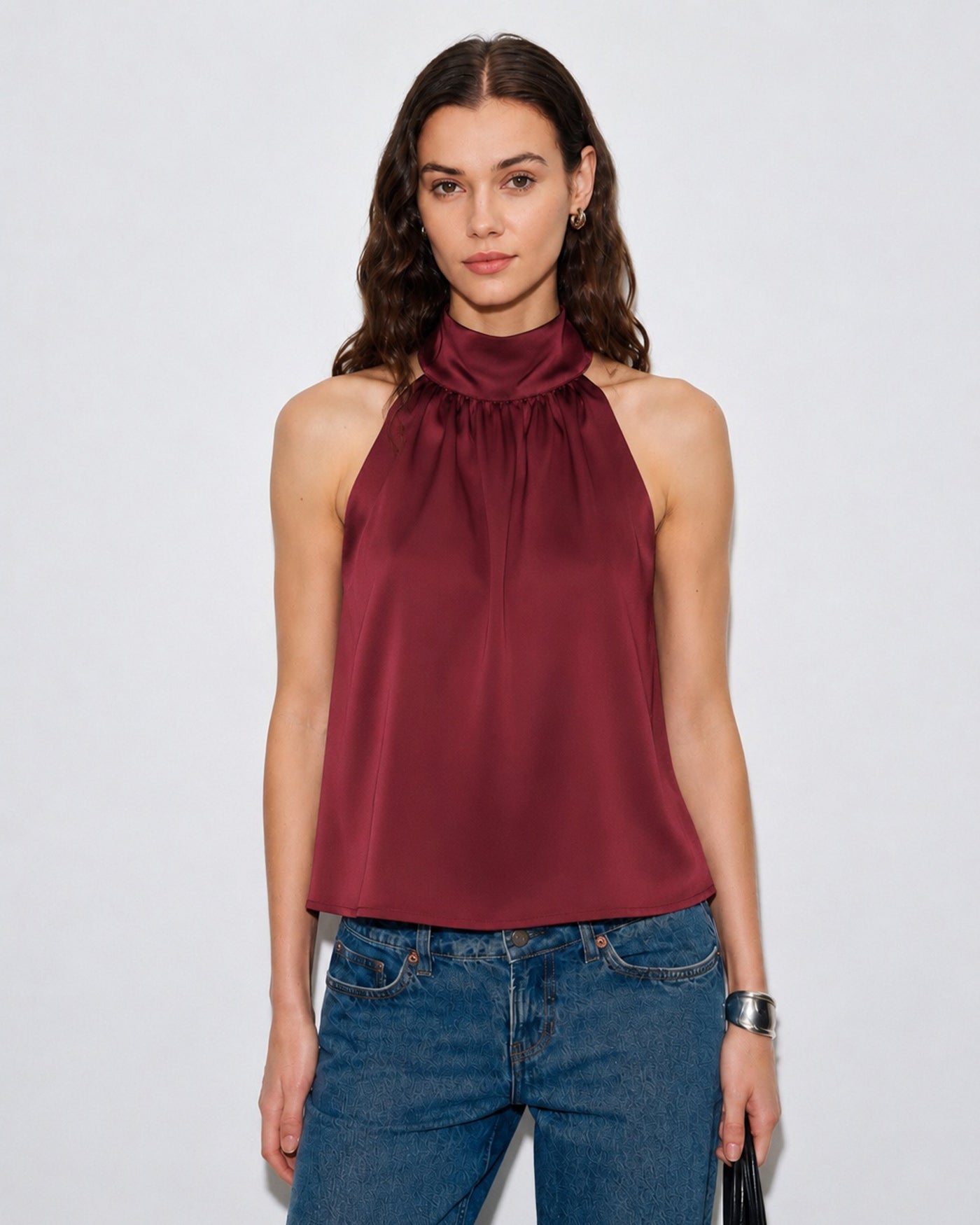 Women's Woven Polyester Tank Tops Tops - RIHOAS