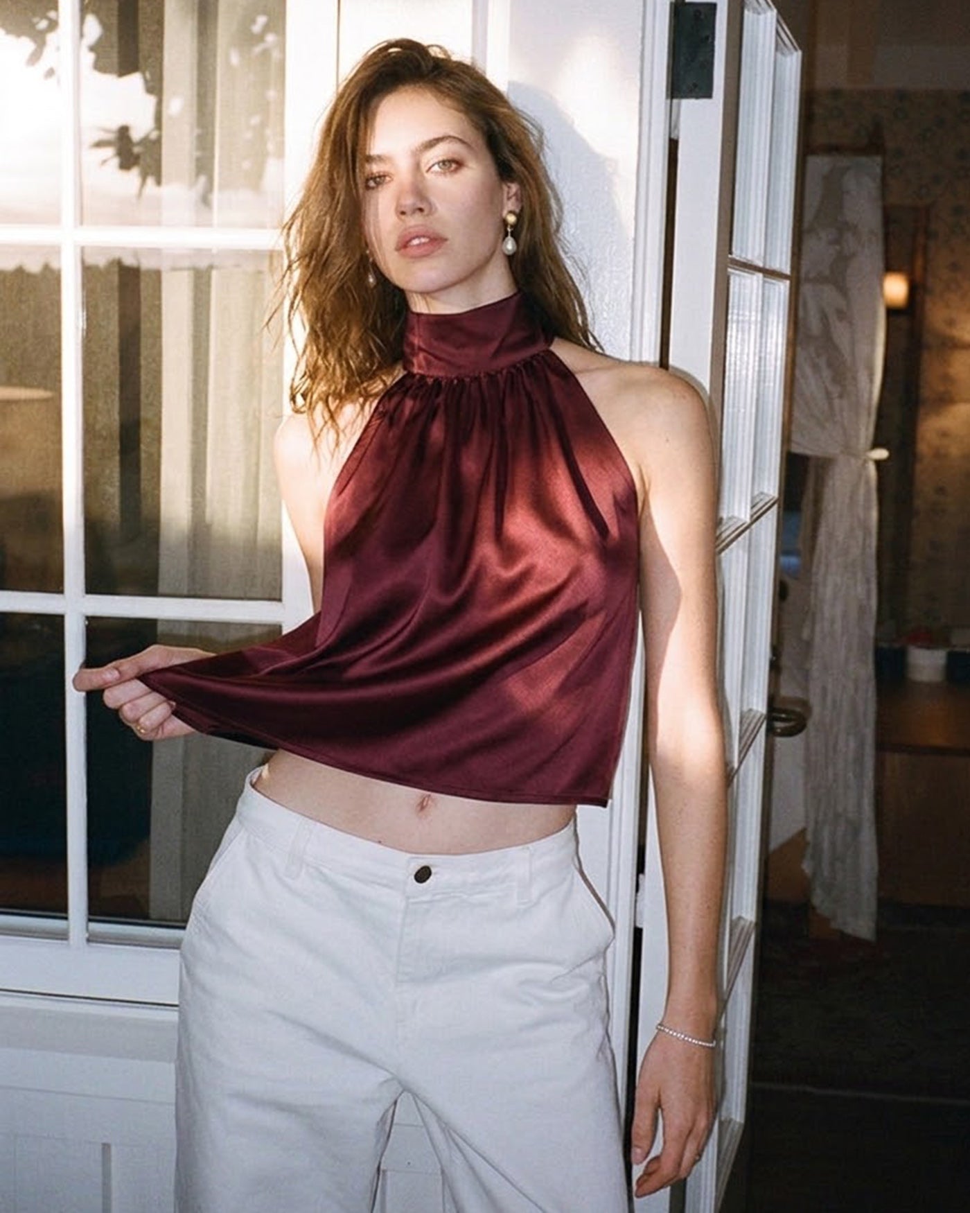 Women's Woven Polyester Tank Tops Tops - RIHOAS