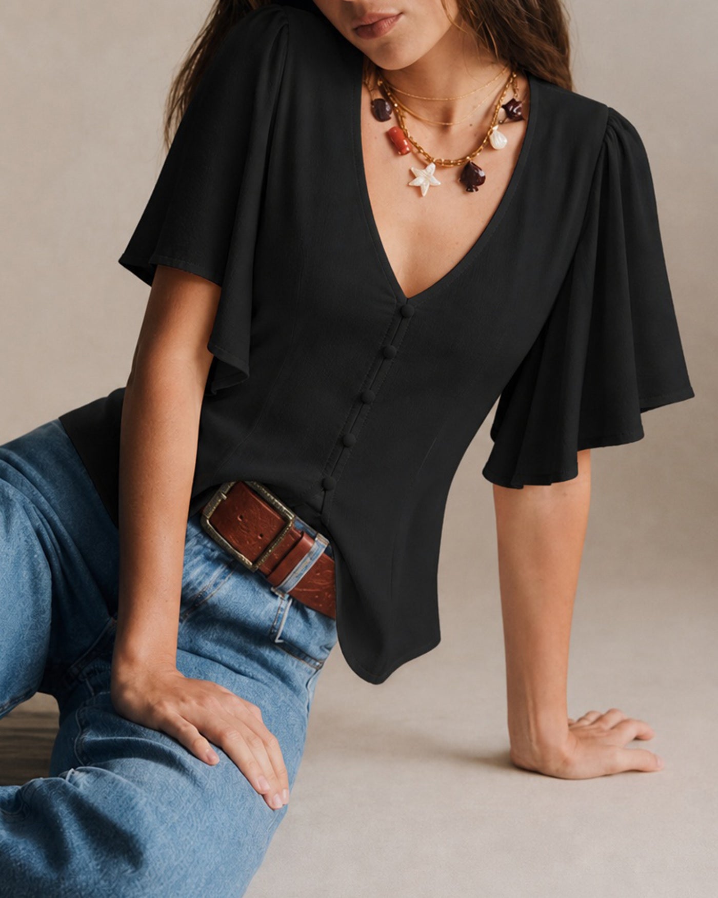 Women's Woven Polyester Top Tops - RIHOAS