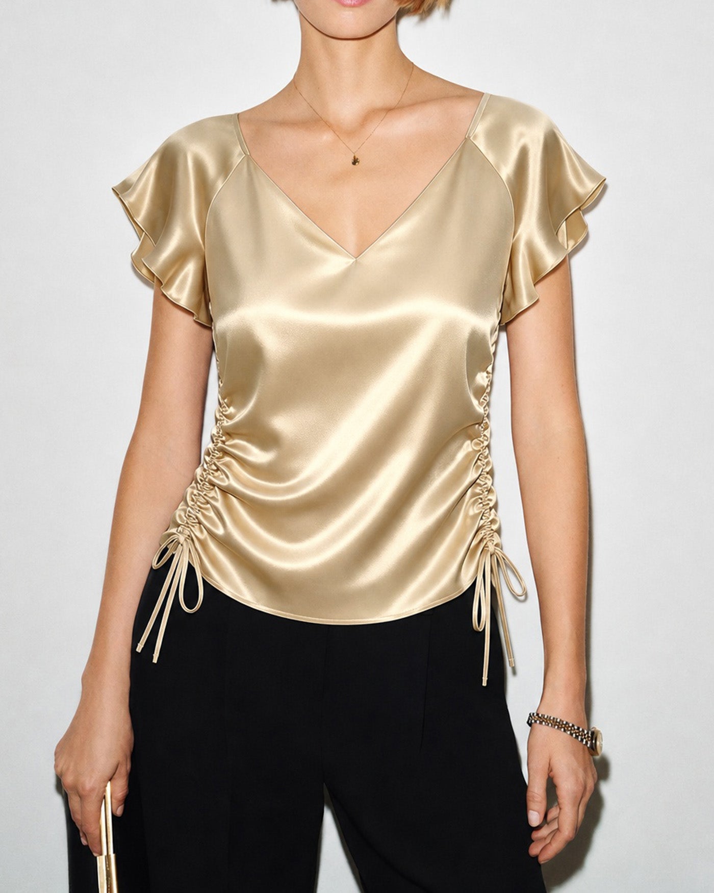 Women's Woven Polyester Tops Apricot Tops - RIHOAS