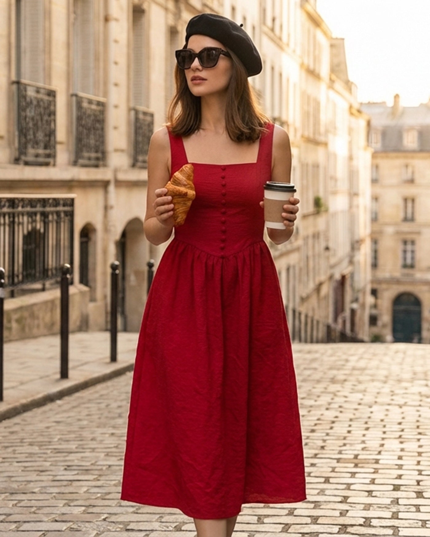 Women's Woven Viscose Midi Dress Dresses - RIHOAS