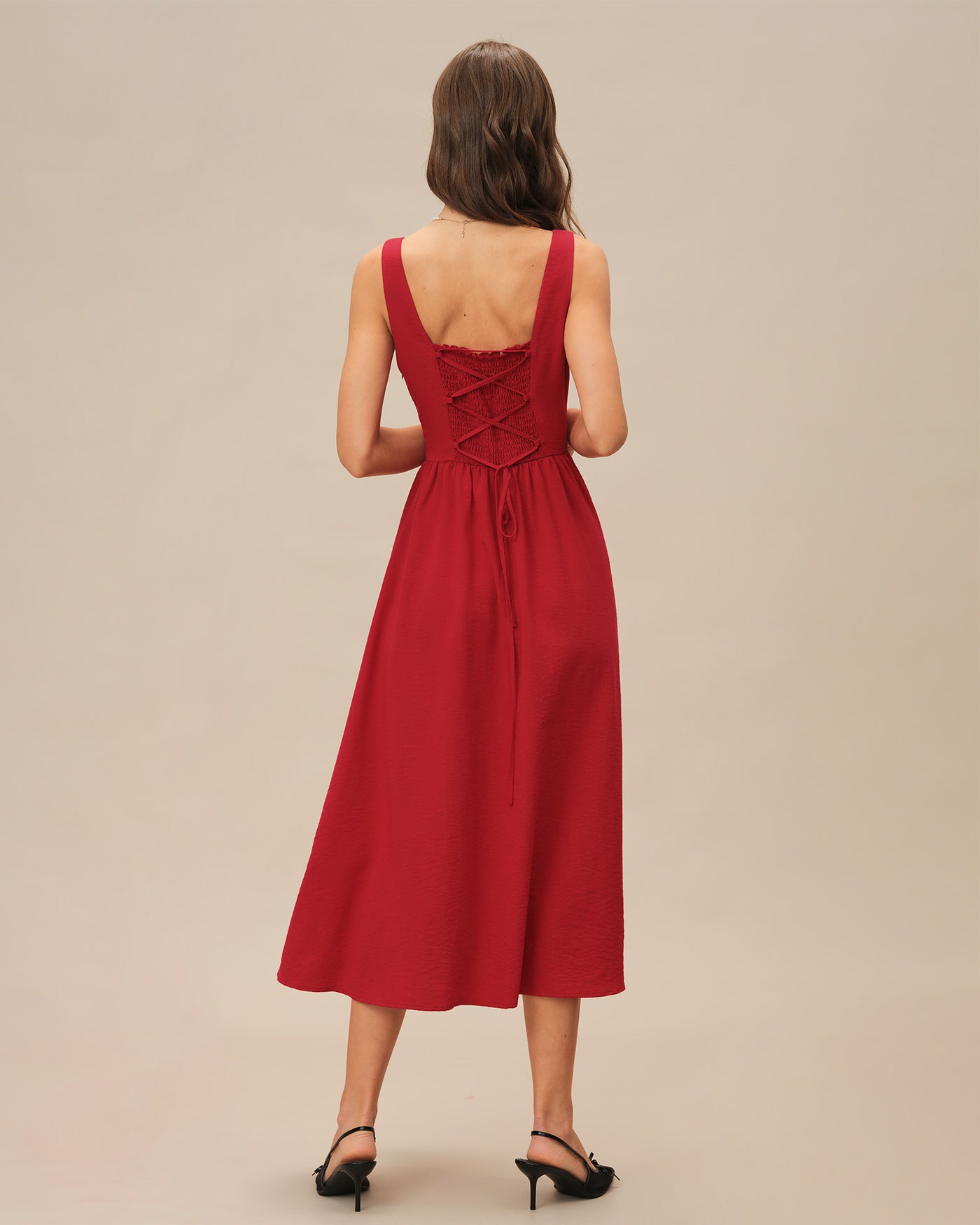 Women's Woven Viscose Midi Dress Dresses - RIHOAS