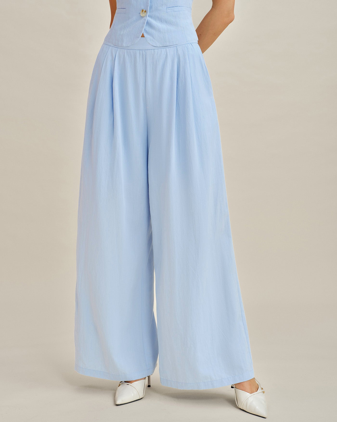 Women's Woven Viscose Pants Blue Bottoms - RIHOAS