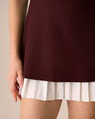 Wine Red Contrast Sleeveless Mini Dress