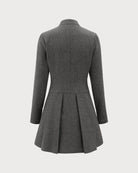 Grey Button Pleated Mini Dress
