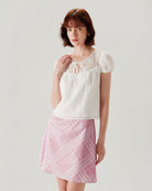 Pink Plaid A-line Mini Skirt
