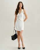 White Halter Button Vest