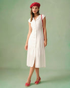 The Solid Color Lapel Midi Dress Dresses - RIHOAS
