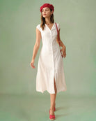 The Solid Color Lapel Midi Dress Dresses - RIHOAS