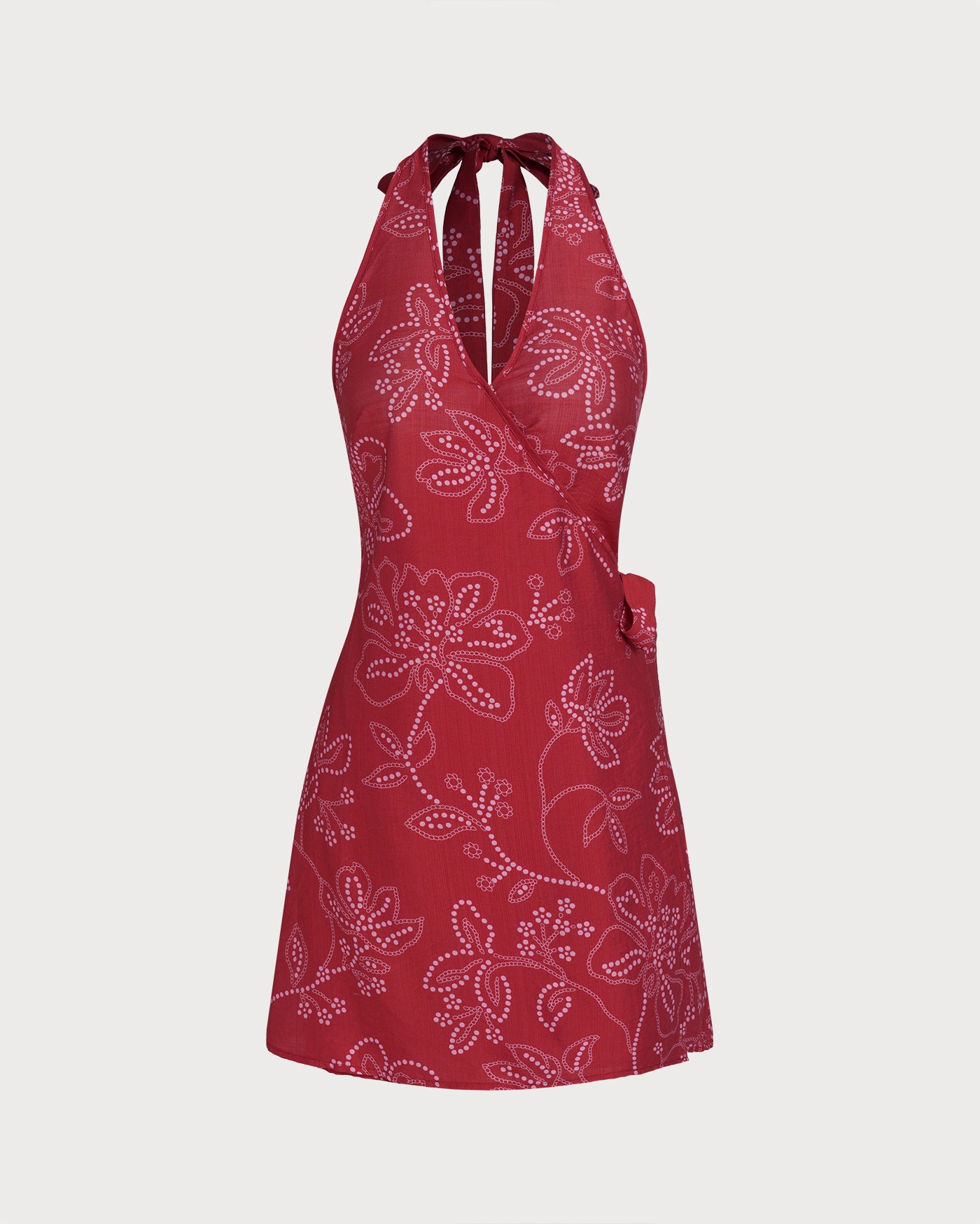 Women's halter-neck beach mini skirt Red Beach Dress - RIHOAS