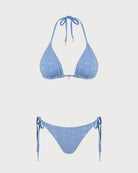 Women's Knitted Polyester Bikini Set Blue Bikinis - RIHOAS