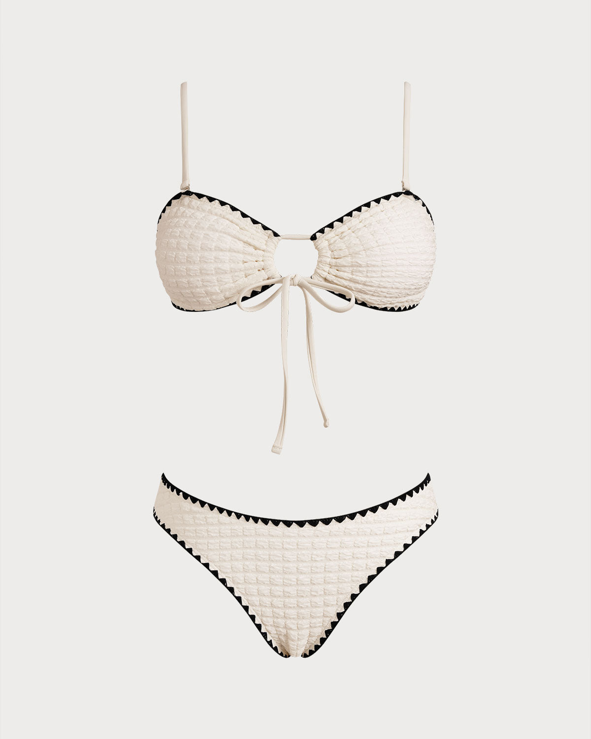 Women's Knitted Polyester Bikini Set Off White Bikinis - RIHOAS