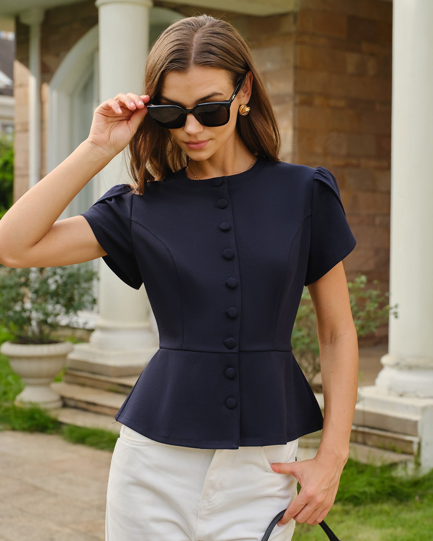 Women's Knitted Polyester Blouses Tops - RIHOAS