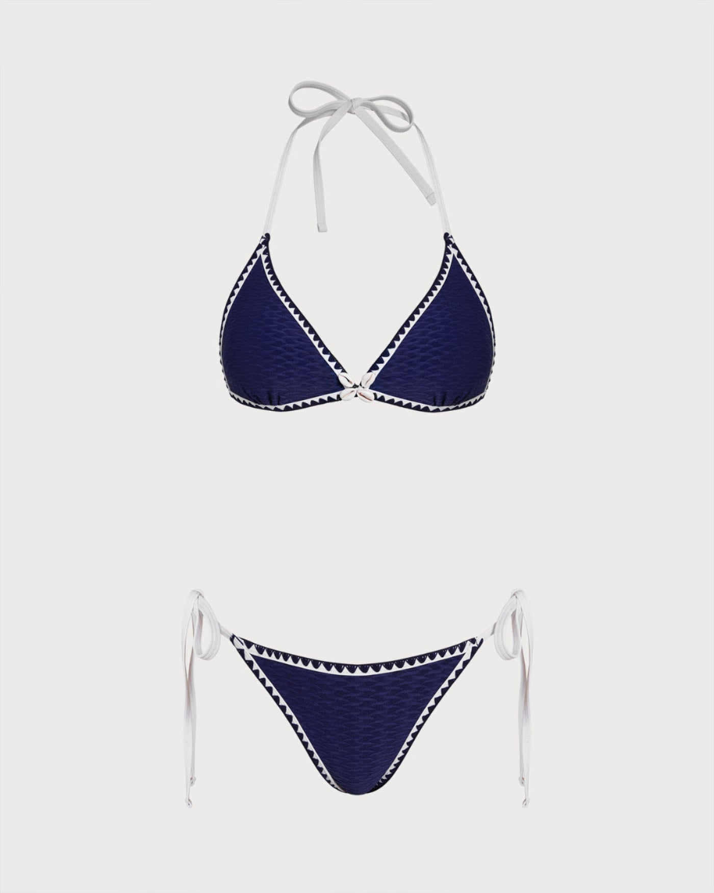 Women's Knitted Polyester Color Block Bikini Set Blue Bikinis - RIHOAS