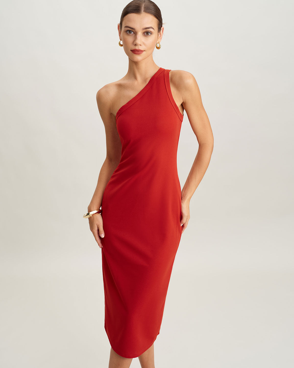 Women's Knitted Polyester Midi Dress Dresses - RIHOAS