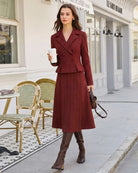 Women's Knitted Polyester Midi Skirt Bottoms - RIHOAS