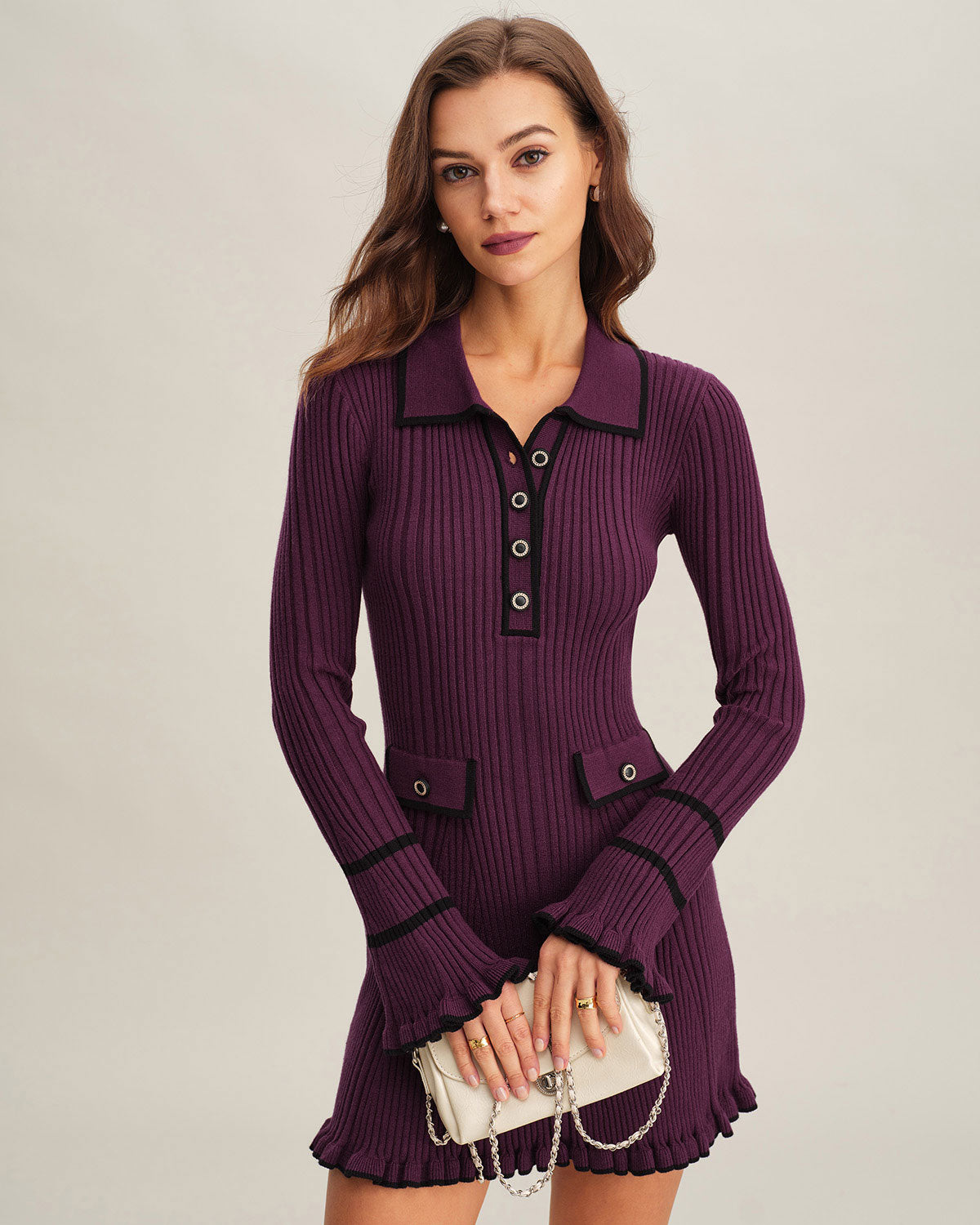 Women's Knitted Viscose Sweater Dress Dresses - RIHOAS