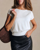 Women's Viscose Knit Sweater White Tops - RIHOAS