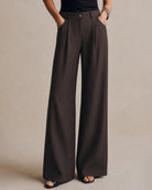 Women's Woven Cotton Casual Pants Coffee Bottoms - RIHOAS