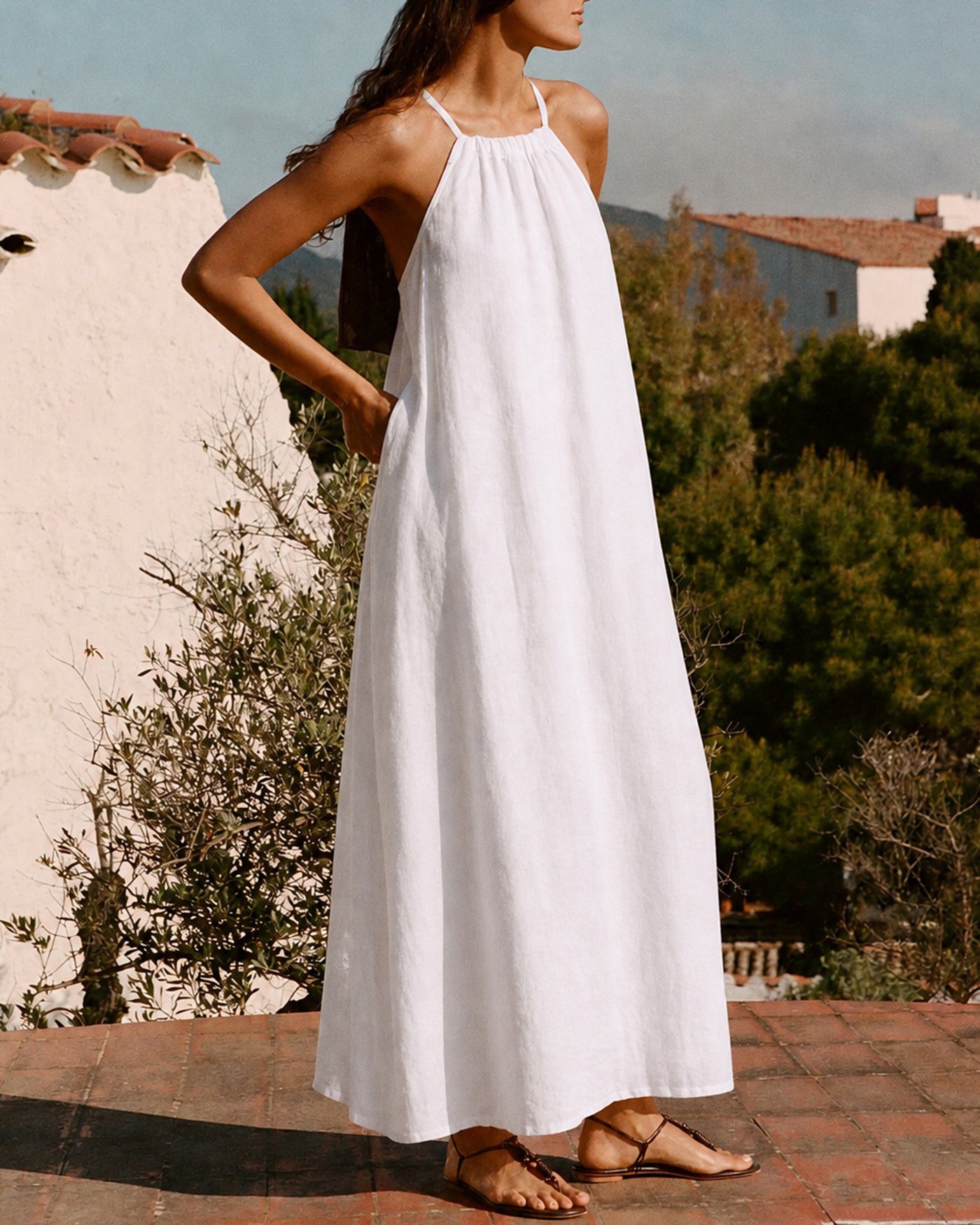 Women's  Woven Cotton Maxi Dress Dresses - RIHOAS