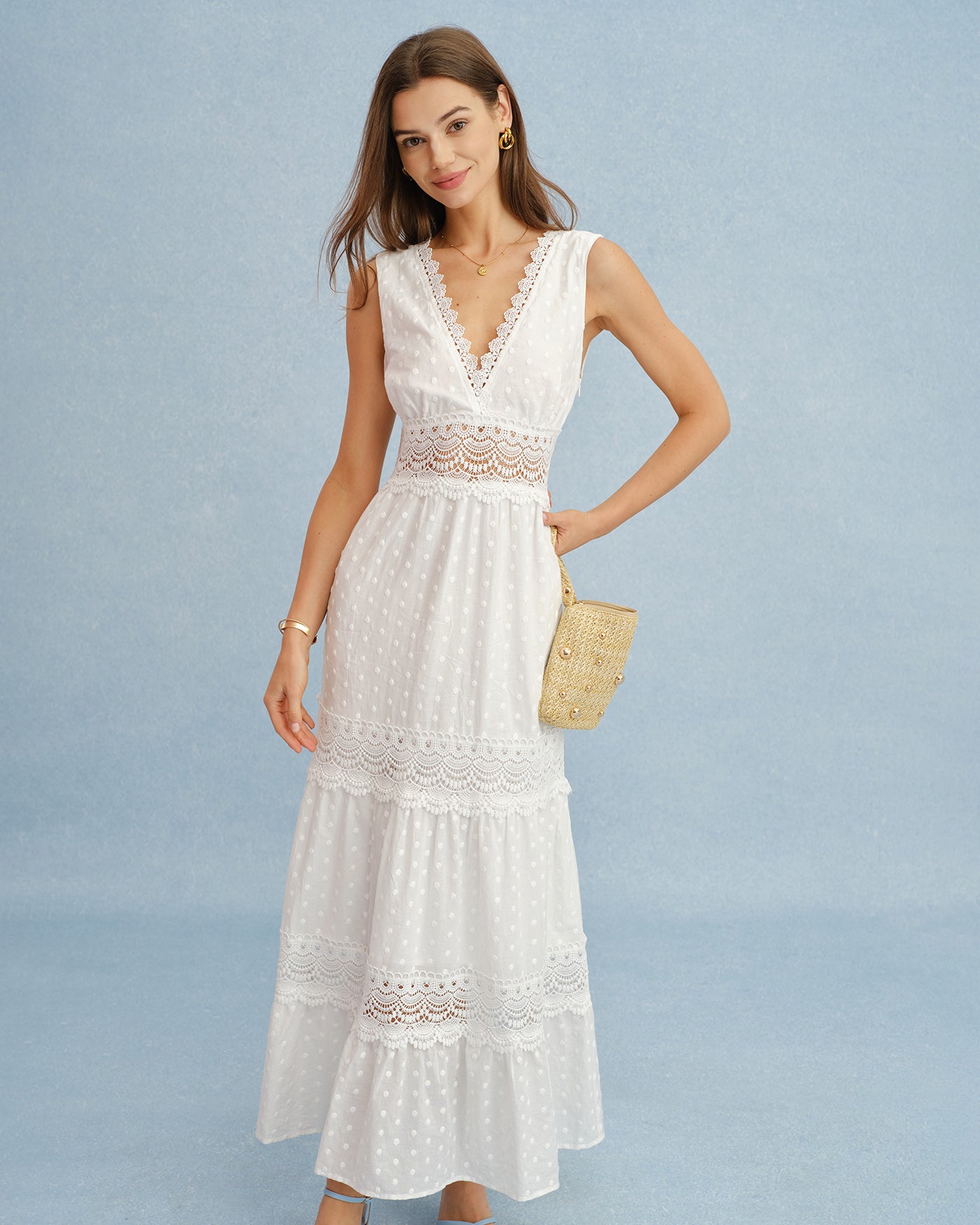 Women's Woven Cotton Maxi Dress Dresses - RIHOAS