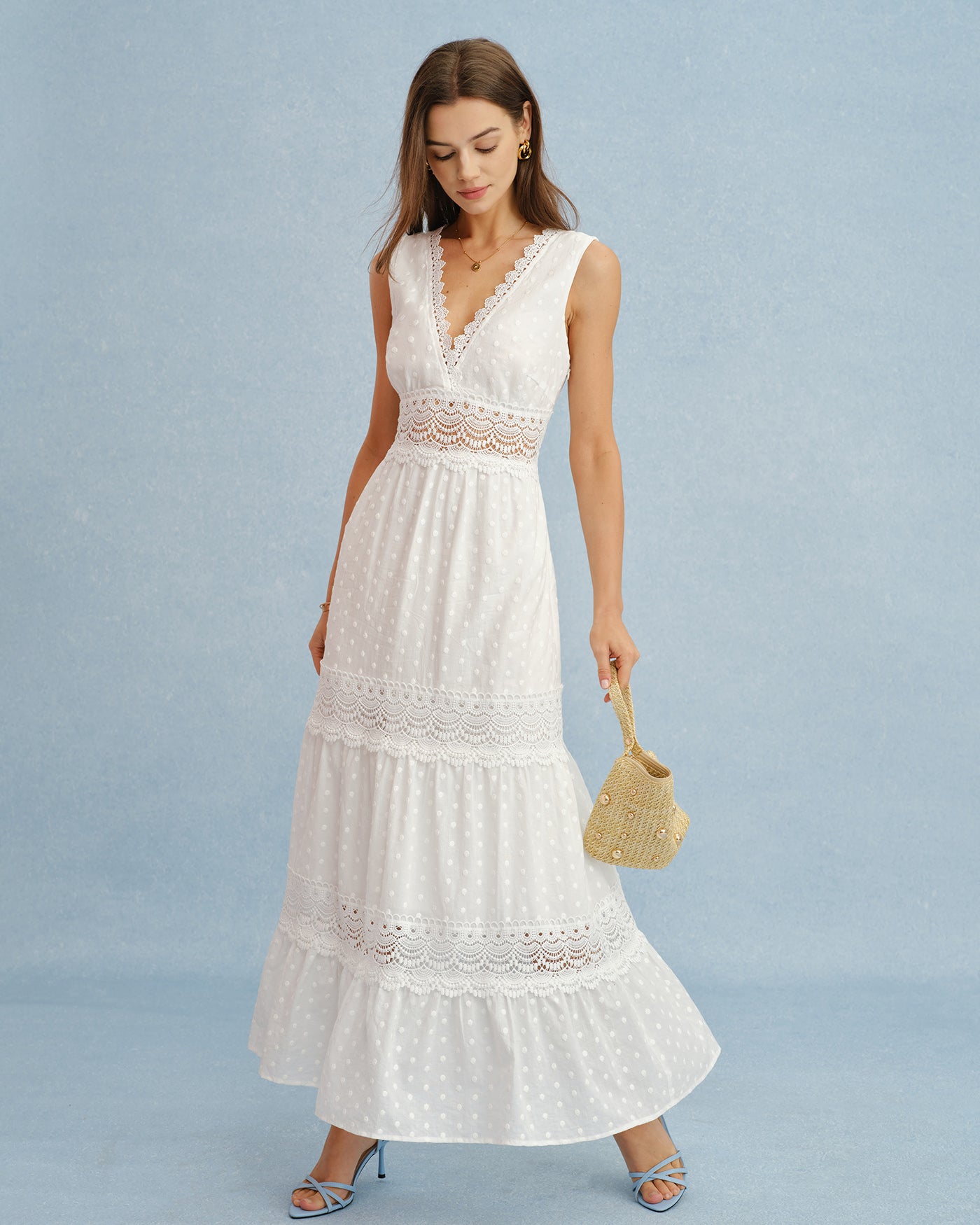 Women's Woven Cotton Maxi Dress Dresses - RIHOAS