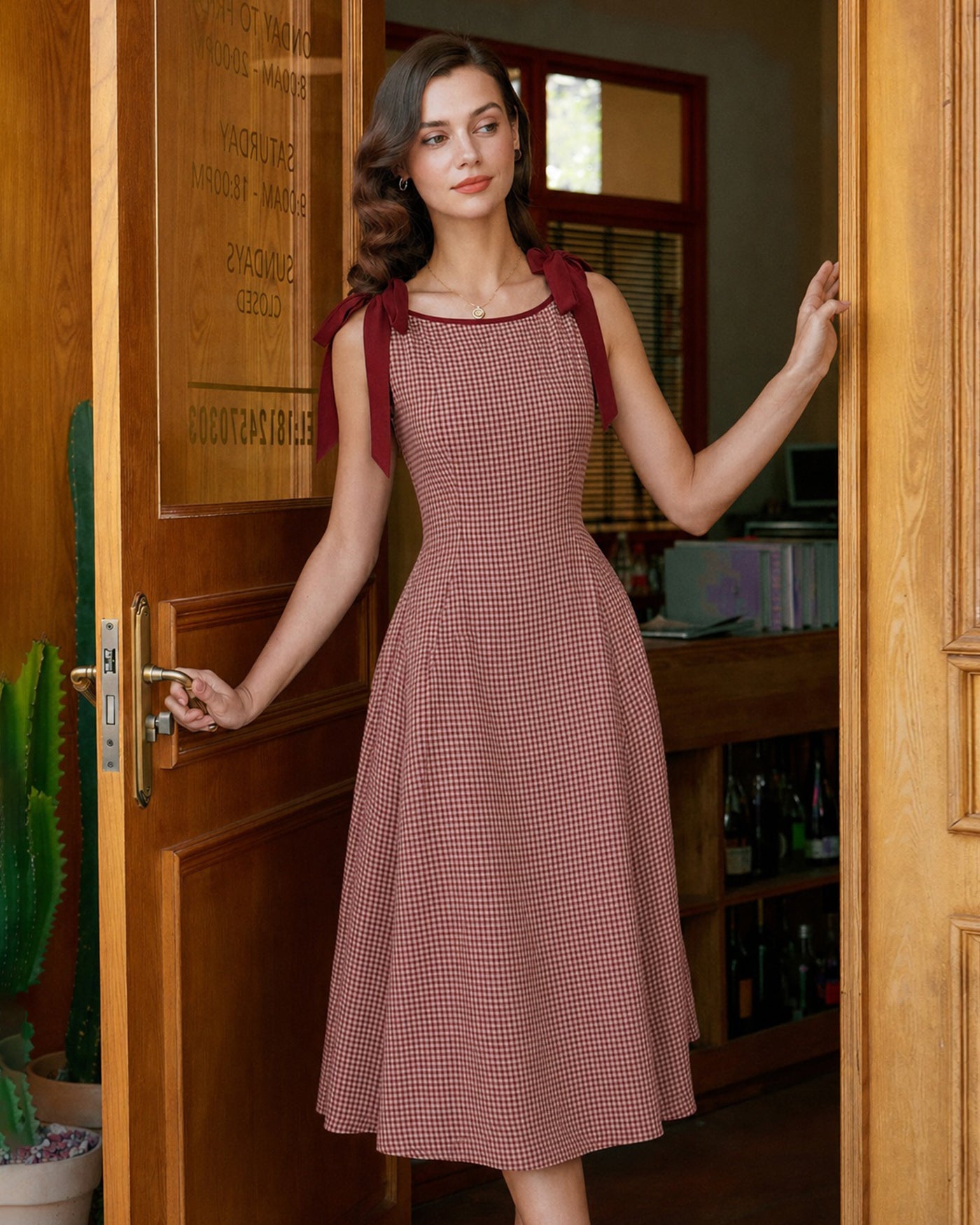 Women's Woven Cotton Midi Dress Dresses - RIHOAS