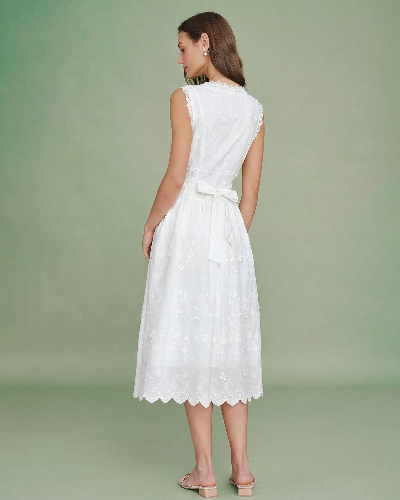 Women's Woven Cotton Midi Dress Dresses - RIHOAS