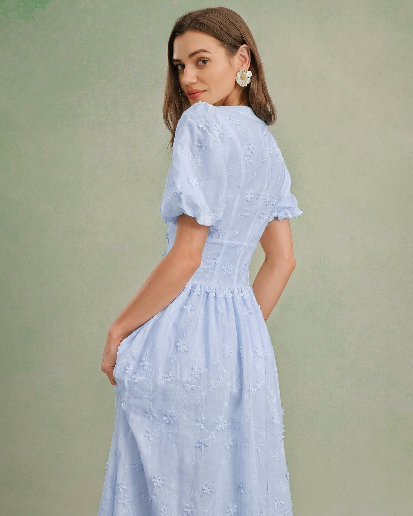 Women's Woven Cotton Midi Dress Dresses - RIHOAS