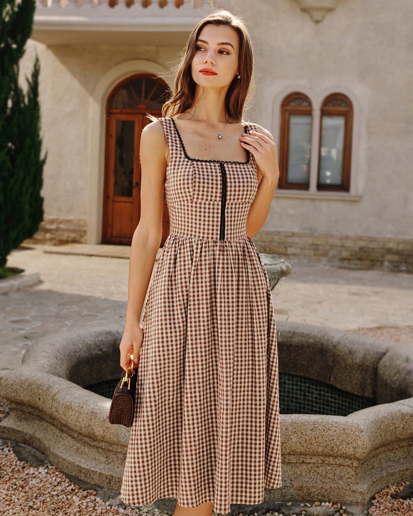 Women's Woven Cotton Midi Dress Dresses - RIHOAS
